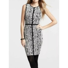 Ann Taylor Black & White Zebra Print Sheath Dress - Size 6 Womens