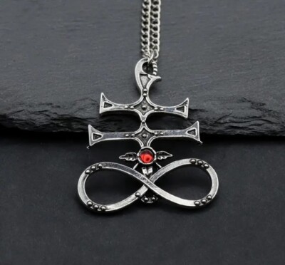 Cross of Leviathan Steel Pendant Necklace Satanic Baphomet Lucifer ...