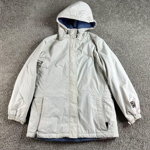 Woolrich Jacket Womens Small Stone White Fleece Quilt Lined Outdoors Parka * - Picture 2 of 15