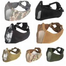 Tactical Foldable Mesh Half Face Mask w/Ear Protection for Airsoft Paintball US