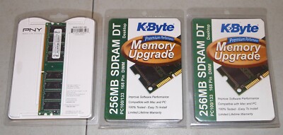 New!! Sealed!! Vtg 2- K-BYTE Memory Upgrade 256 MB & PNY 512 MB Memory Upgrade