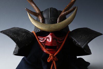 Super Rare Samurai Black Power Kabuto Bronze Helmet -Shikanosuke- High Grade