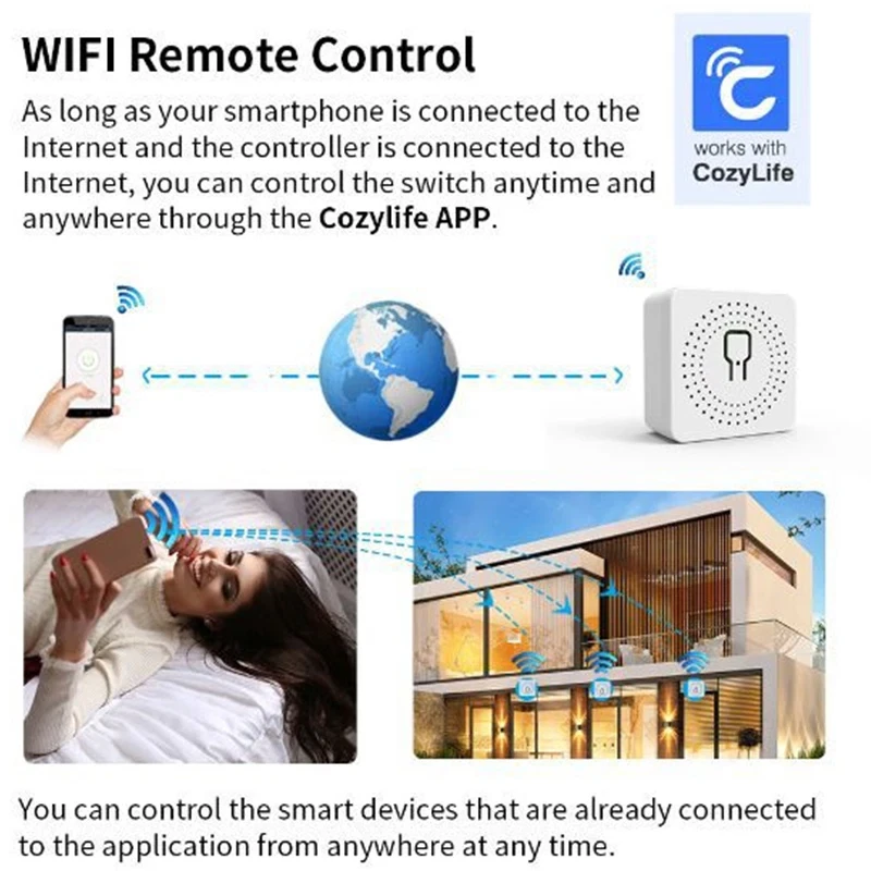 WiFi Smart Switch DIY Light Mini 2 Way Control Alexa Google Home Cozylife App - Image 4 of 4