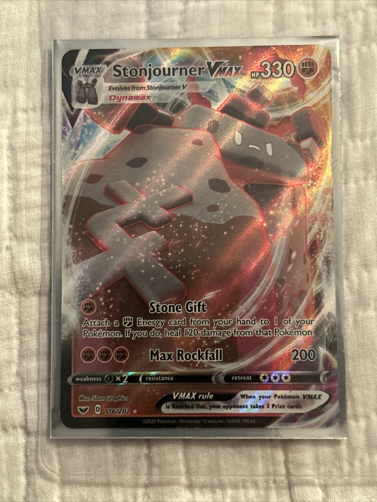 Pokémon TCG Stonjourner VMAX Sword & Shield 116/202 Holo Ultra Rare
