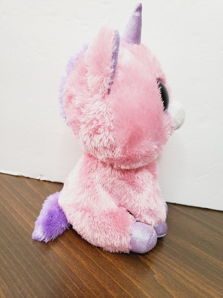 Ty Beanie Boo Boos Unicorn Plush "MAGIC" 6" Pink Purple Sparkle Eyes
