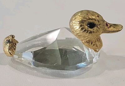 Crystal Duck With Gold Tone Metal Figurine | eBay