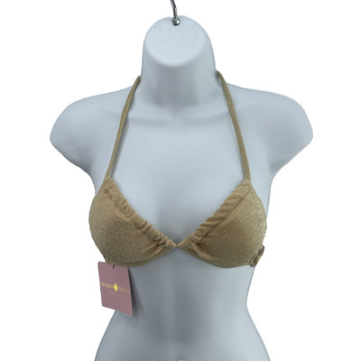 Moda Minx Amour Triangle Bikini Top Size XS Metallic Gold