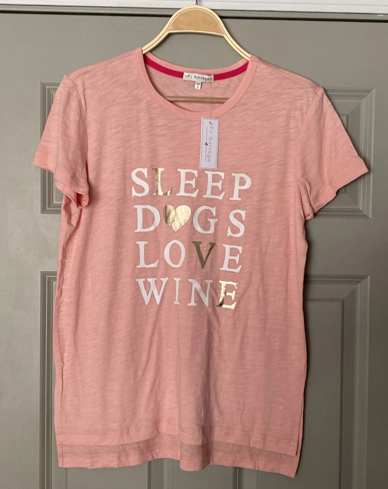 Женский пижамный топ PJ Salvage Sleep Dogs Love Wine размер Small In Blush - Изображение 3 из 4