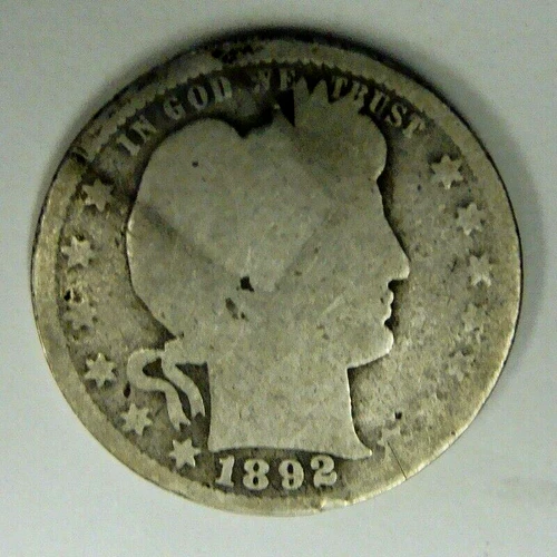 1892  FIRST YEAR BARBER QUARTER,  FREE SHIPPING