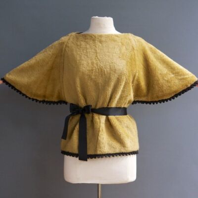 VTG 60s 70s Honey Mustard Faux Fur Jacket Dolman Sleeve Delightful Funky S M