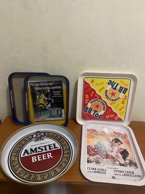 vintage metal plastic advertising trays