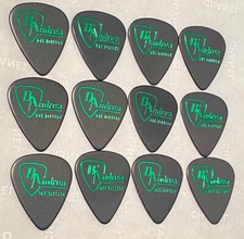 12 D'Andrea Guitar Picks -Medium Gauge-Black Celluloid w/Green Logo -Unused NOS