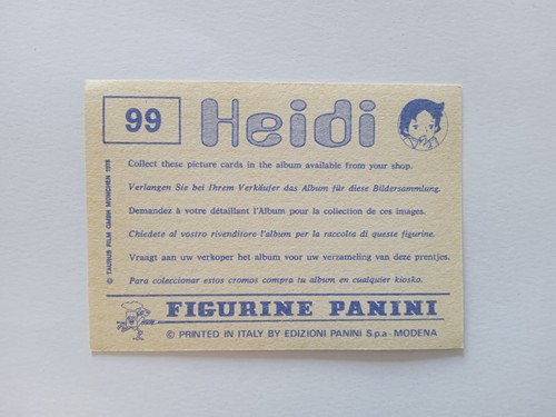 FIGURINA HEIDI PANINI 1978 n 99 CON VELINA - Imagen 2 de 2