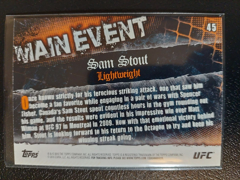 Sam Stout #45 2010 UFC Main Event Thick Gold Parallel - Image 2 of 2