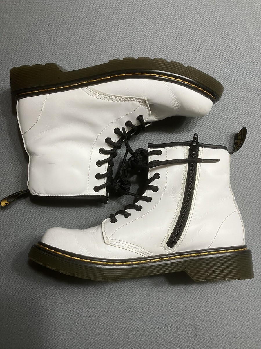 Doc Martin 8 Eye Side Zip Air Wair Boots, White, Size W5 EX+cond