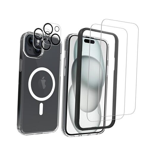 Bundle for iPhone 15 with Clear Magnetic Case (Compatible with IPHONE 15