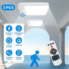 Rechargeable Motion Sensor Ceiling Light Wireless Flush Ceiling Light w/ Remote