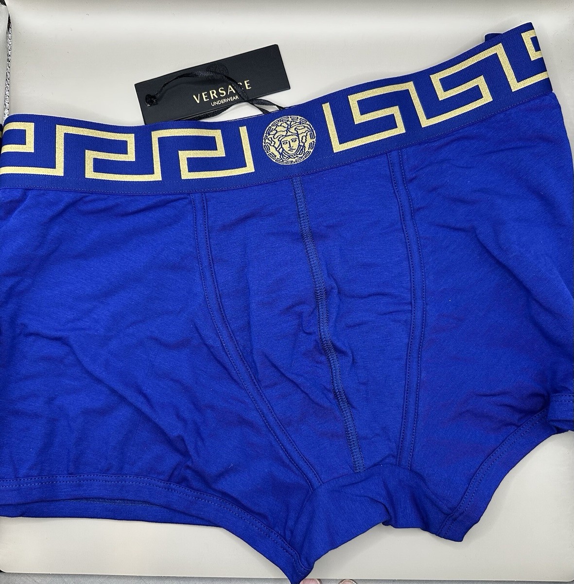 Versace Greco Boarder Blue Trunks/ Boxer Briefs Men's Size 3 (US