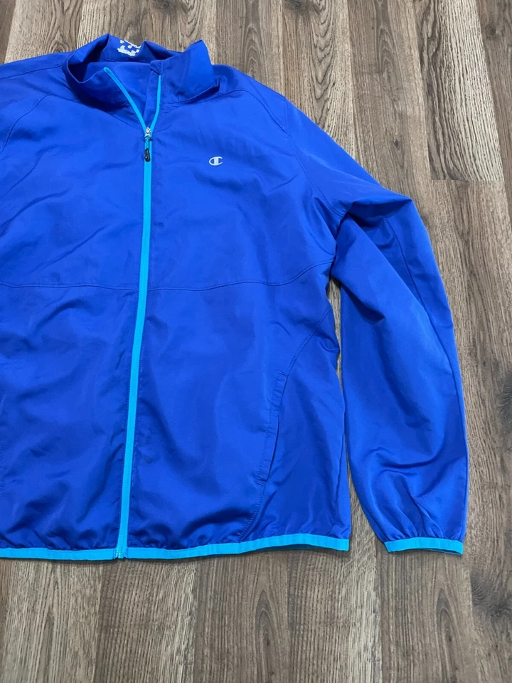 Champion 女式 XL 码夹克,蓝色,全拉链,标志,风衣 — 第 3/4 张图片