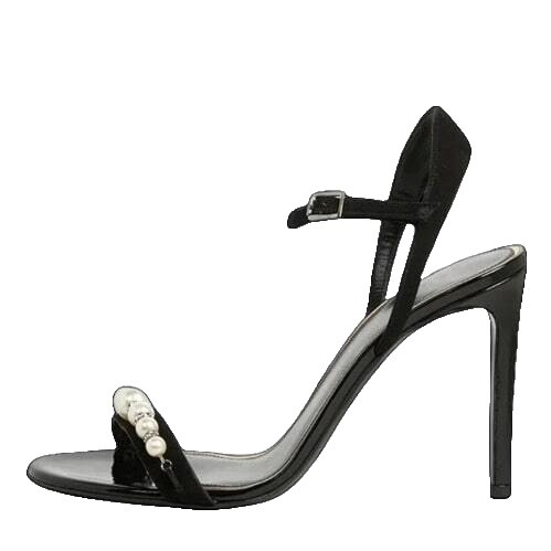Sandales à Talons Lanvin, Talons Miroir - Taille 38 EU (UK 5), Cuir Noir - Neuves Avec Boîte