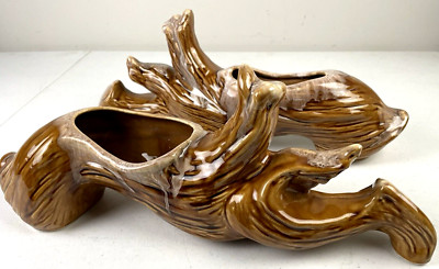VINTAGE PAIR MID CENTURY MODERN PLANTERS TREE BRANCH  MELTING ICE 1950-1960's