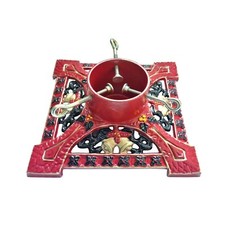 Victorian Red Cast Iron Christmas Tree Stand Base Holder Real Trees 7, 8 & 9 ft