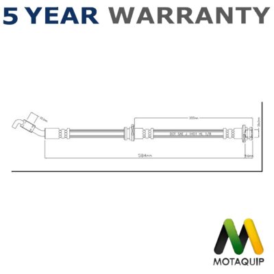 Motaquip Front Left Brake Hose Fits Nissan Micra 2003- Note 2006-2012