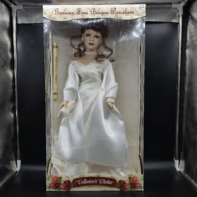 Collector's Choice White Dress Red  Hair Porcelain Bisque Doll Limited Edition