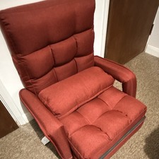 COSTWAY Red Adjustable Foldable Convertible Floor Armchair, Cotton, 1 Seater