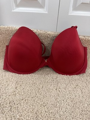 Victorias Secret Bra Womens 38DDD Red Lined Demi Underwire Smooth T Shirt