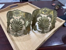 Antique Brass Rococo Shell & Acanthus Wall Sconce Backplates – Pair