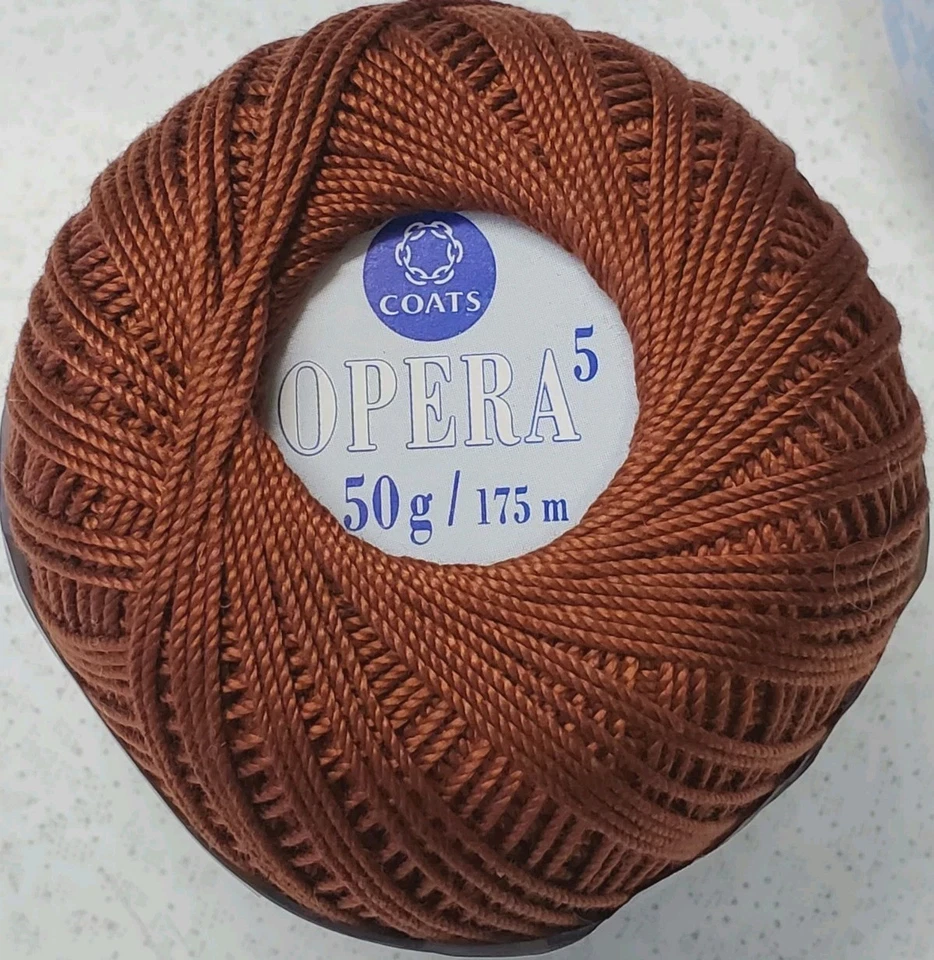 Lot of 2 Balls Coats Opera Crochet Thread #5 50 Grams RUST From Orig Box - Image 3 of 4