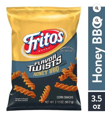 Fritos Lays  Flavor Twists Honey BBQ Flavored Corn Chips 3.25 Oz Bag