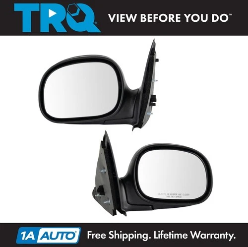 TRQ Black Folding Manual Side View Mirrors Pair Set for 1997-2002 Ford F150
