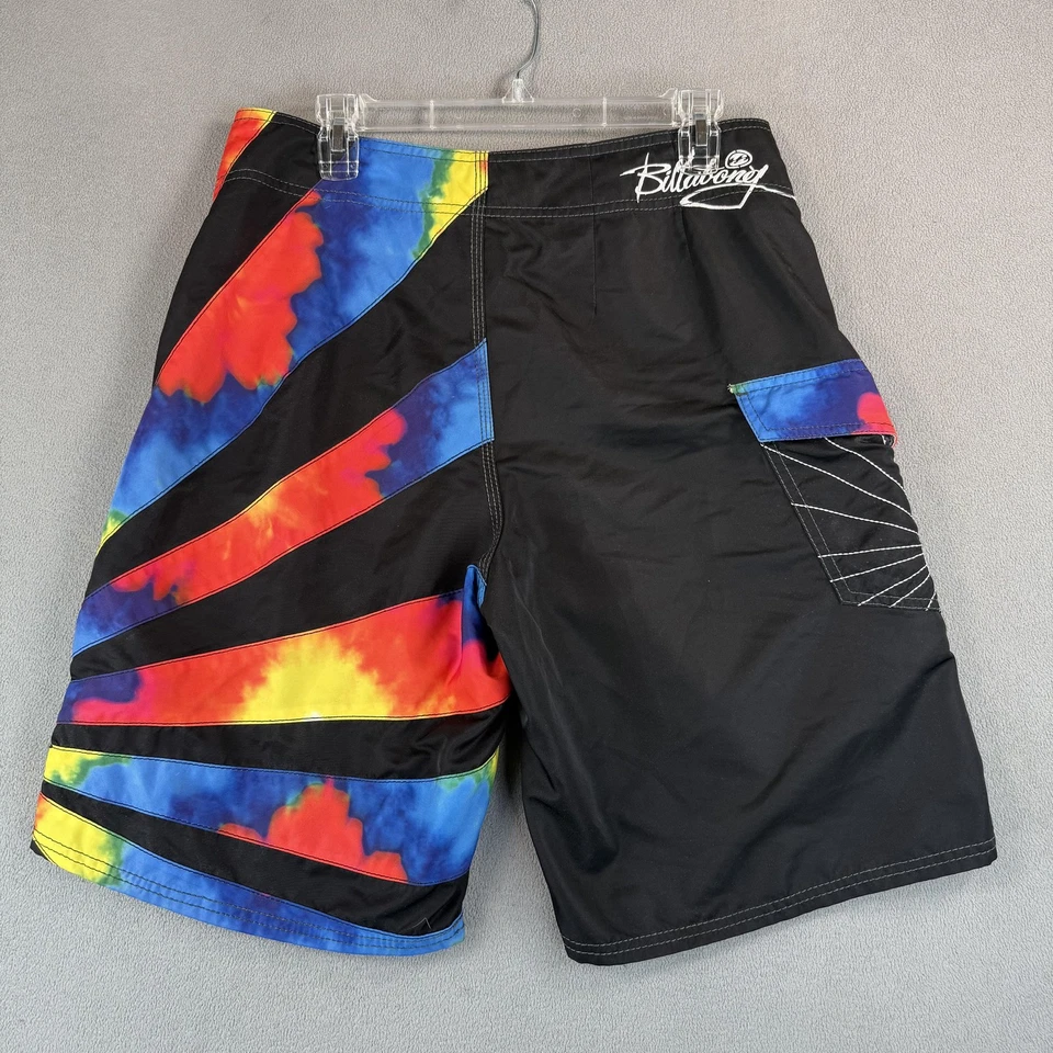 Billabong Board Shorts Para Hombres 33 Negro Arco Iris Tie Dye Surf Bañador Andy Irons Foto 4 de 4