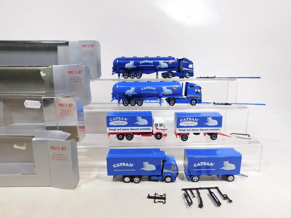 Herpa Exclusiv Serie 1:87 H0 4x Camion Mercedes MB Catsan sg/Mint+Box #EI56-1 - Immagine 2 di 4