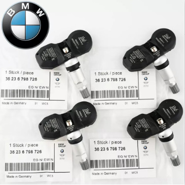 Brand New Set of Four (4) OEM BMW HUF TPMS Tire Pressure Sensors (36236798726)