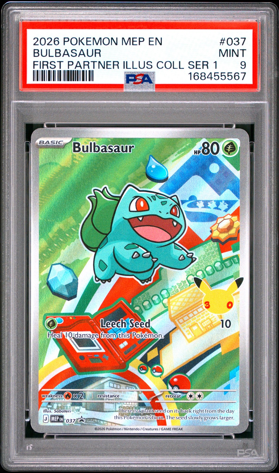 2026 POKEMON MEP FIRST PARTNER ILLUSTRATION COLLECTION #037 BULBASAUR PSA 9