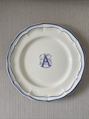 NWT Gien Filet Blue Monogram Dinner Plate