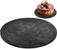Black Cake Board 12 Inch, 0.5 Inch Thick, Round Cardboard Base