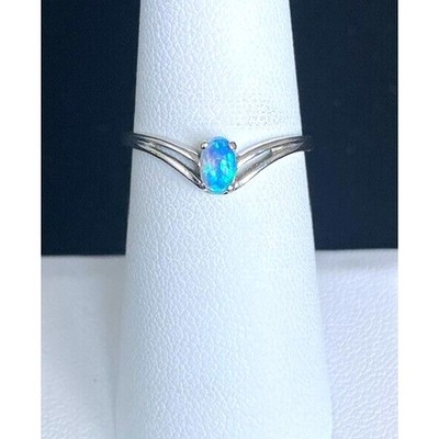 18 Karat WEISSGOLD UND OPAL RING GRÖSSE 6,75 SKY