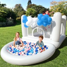 White Bounce House for Kids 2-8 Indoor Bouncy Castle with Pump Toddler Bounce...