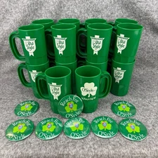 ✅Lot of 20- VTG Old Style St. Pattys Day Beer Mugs 8-Promotional Pins Super Mugs