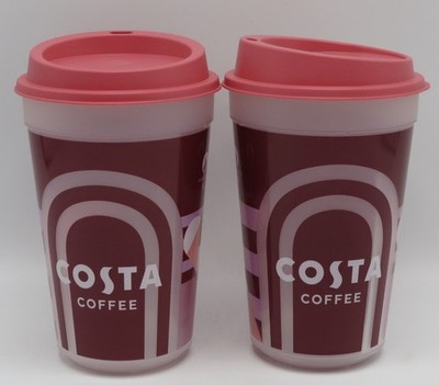 2 COSTA coffee plastic cups with lids PARIS 2024 Olympic Games