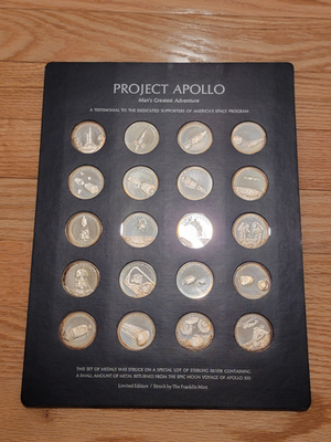 🌟NASA PROJECT APOLLO 13 .925 SILVER 20 Medal Set w/ 