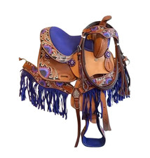 Horse Saddle Western Leather Barrel Racing Pleasure Equestrian Tack Multi Paint