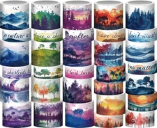 Washi Tape Set 32 Rolls, Four Seasons Forest Natural Washi Tapes for Journaling,