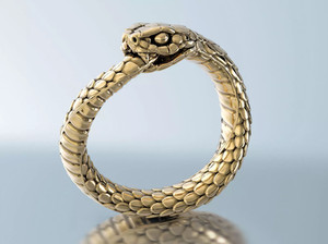 Authentic Snake Wrap Ring 14K Yellow Gold Plated Serpent Band Gothic Animal Ring All Sizes