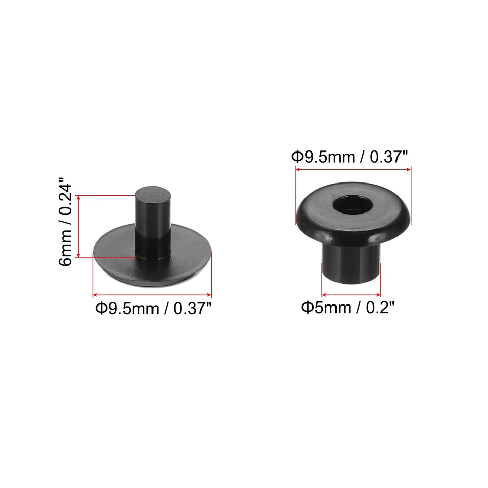 M5*6mm Plastic Binding Post 24 Sets Chicago Screws Rivet Black Press-on Buckle Foto 2 de 4