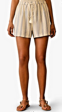 REWASH Juniors Large Tan White Stripe Linen Rayon Frayed Hem Shorts